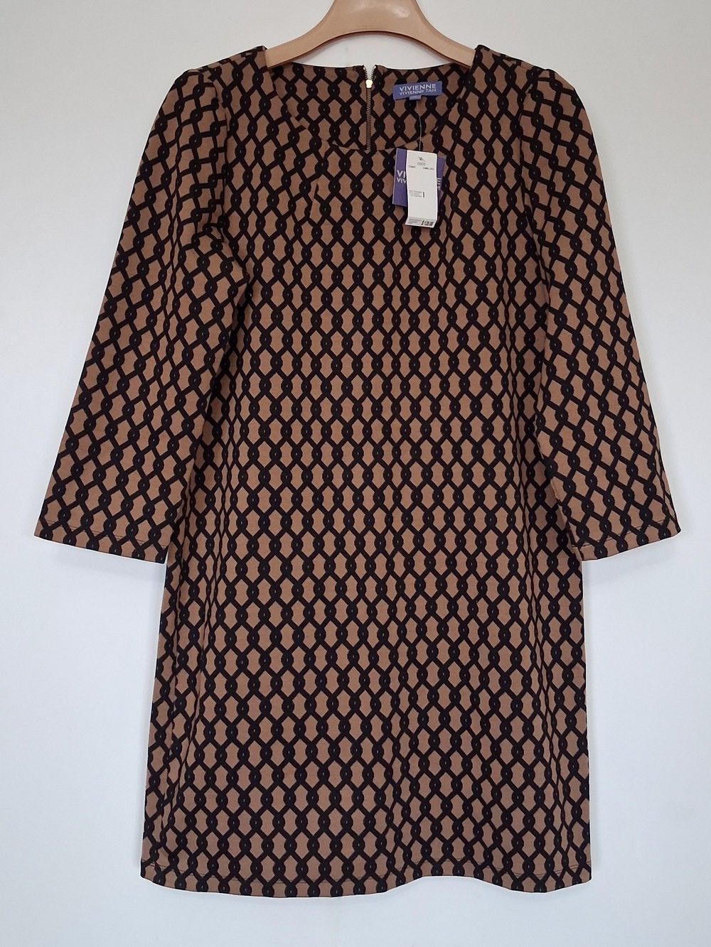 Vivienne by Vivienne Tam Black Geometric Long-Sleeve Dress
